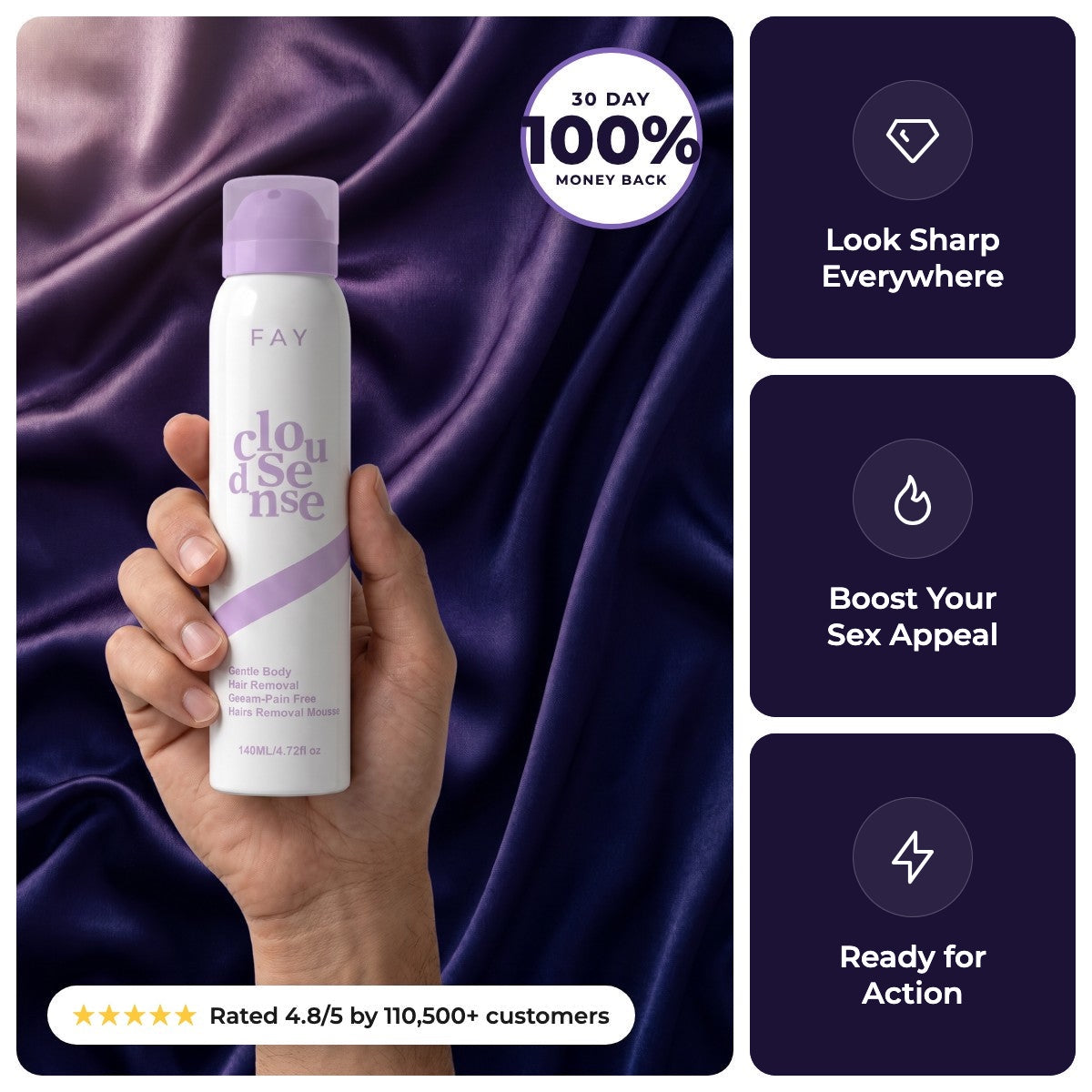 FAY Pain-Free Hair Removal Mousse: look sharp everywhere, boost your sex appeal, ready for action