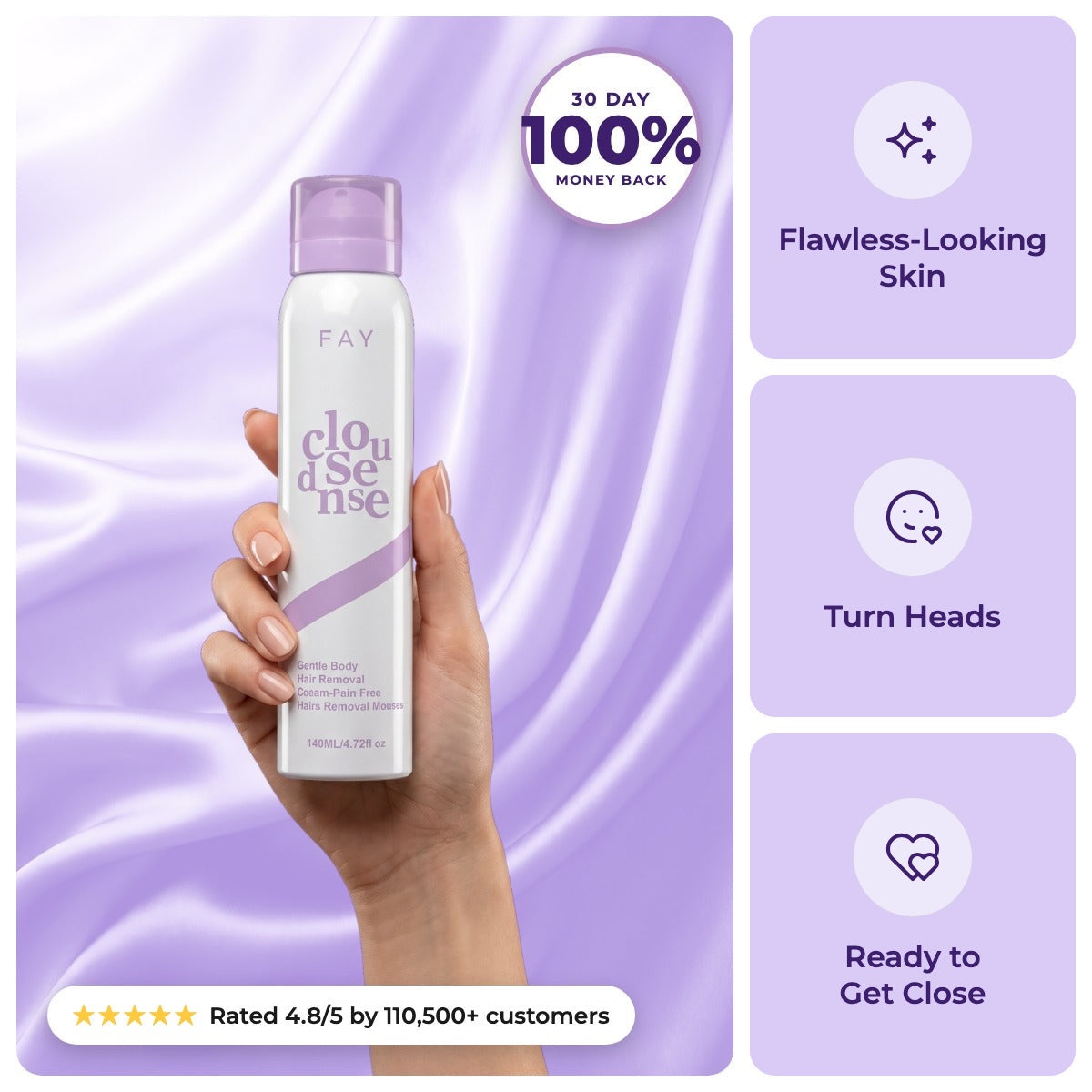 FAY Pain-Free Hair Removal Mousse: flawless-looking skin, turn heads, ready to get close